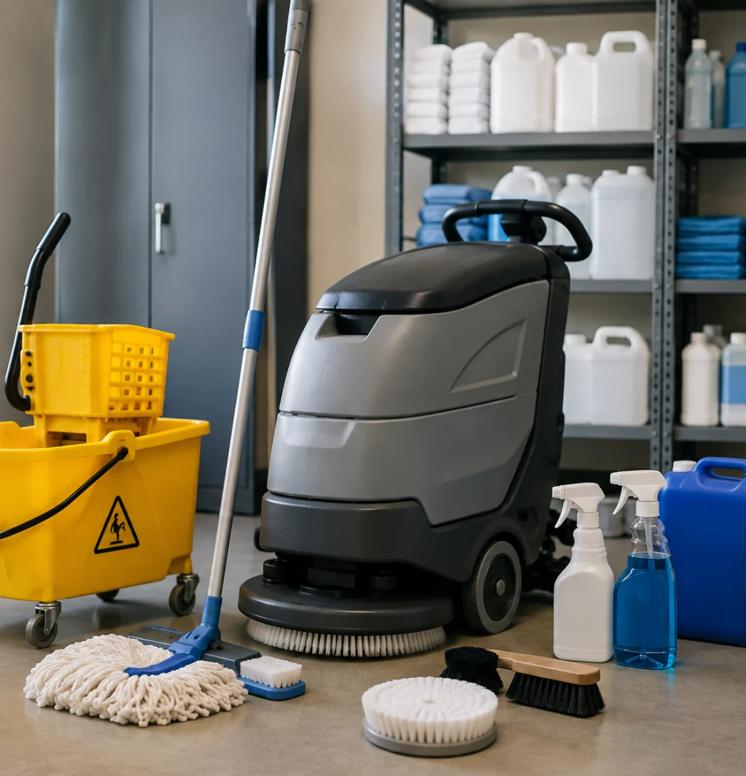 Commercial cleaning equipment, products and tools