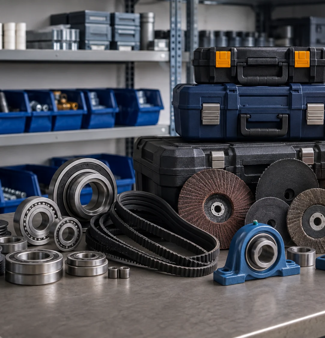 Industrial bearings, tools and maintenance consumables