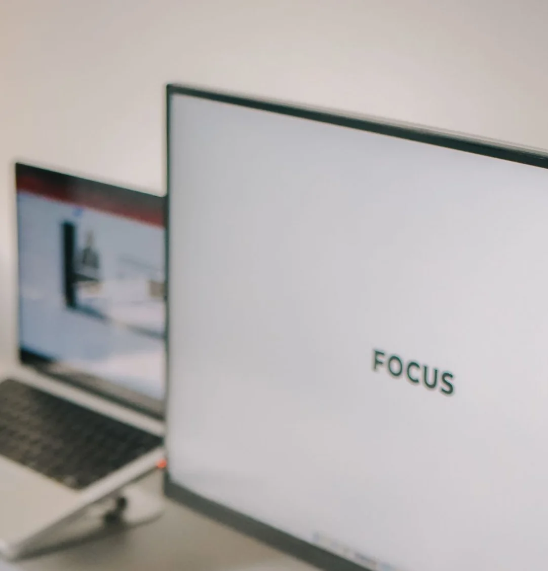 Business laptop and desktop monitor